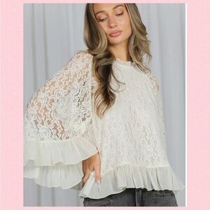 💖Lace & Ruffle Bell Sleeve Blouse💖